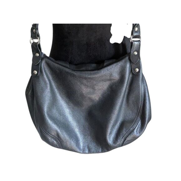 Garnet Hill Black Pebbled Leather Hobo Bag - Picture 6 of 6